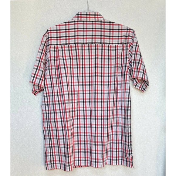 Avirex L Shirt Button Up Red Black Plaid Check Short Sleeve Classic Academia - Picture 2 of 7